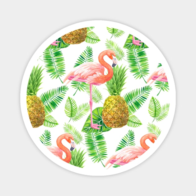 Tropical garden watercolor pattern Magnet by katerinamk